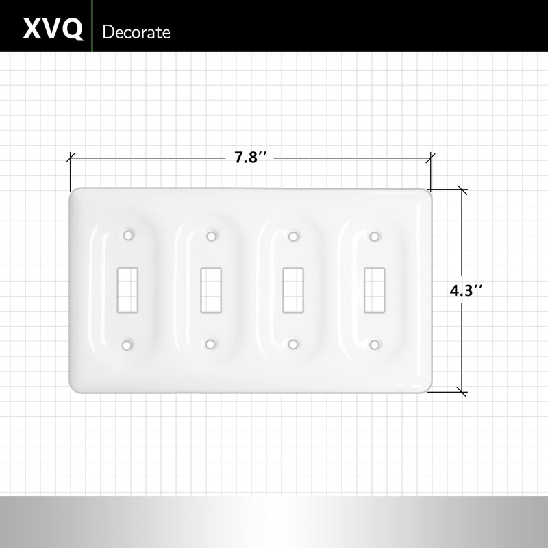 XVQ Ceramic Switch Plates Outlet Covers Switch Plate Cover White(Quad