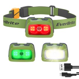 EverBrite Rechargeable Headlamp, 350 Lumens Headlamp with Red Light and Memory Function, 7 Modes Running Headlamp, Bright Headlamps for Camping, Fishing, Hunting, Night Vision