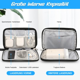 Double Layer Electronic Organiser, Travel Cable Bag, Portable Electronic Storage Bag, Universal Waterproof Cable Carry Bag, Black, black, Functional