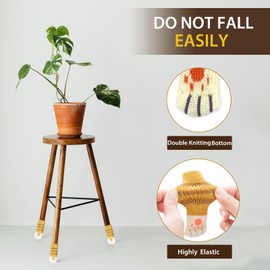 16Pcs Cat Chair Socks for Chair Leg Floor Protectors - Cat Paw Chairs Socks - Chair Leg Socks for Hardwood Floors - to Avoid Scratches and Reduce Noise - Knitted Reusable (Yellow Pattern)