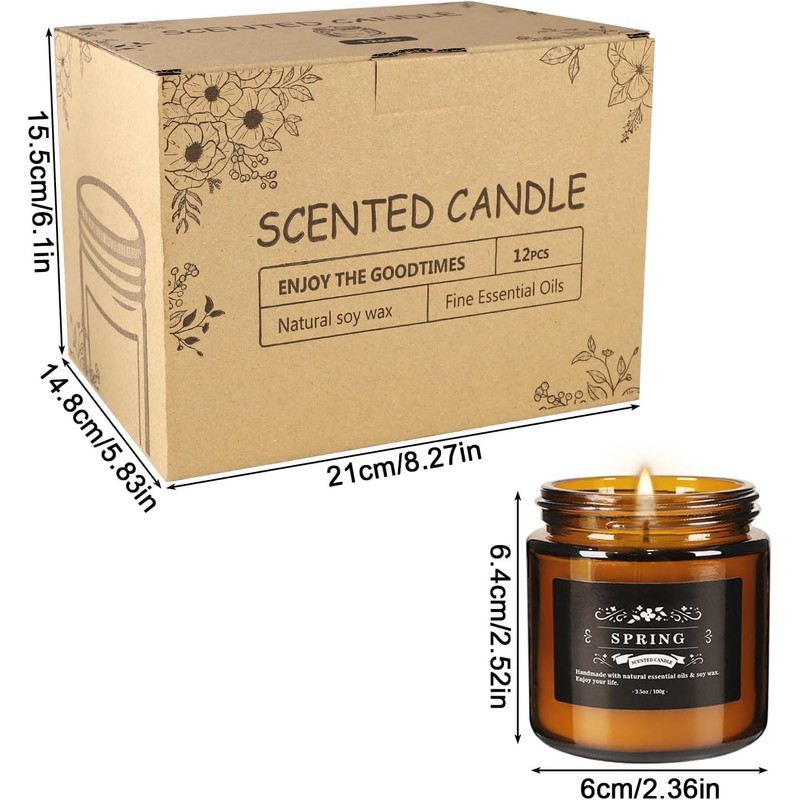 YOROXRG 12 Pcs Scented Candles with Added Natural Essential Oils,