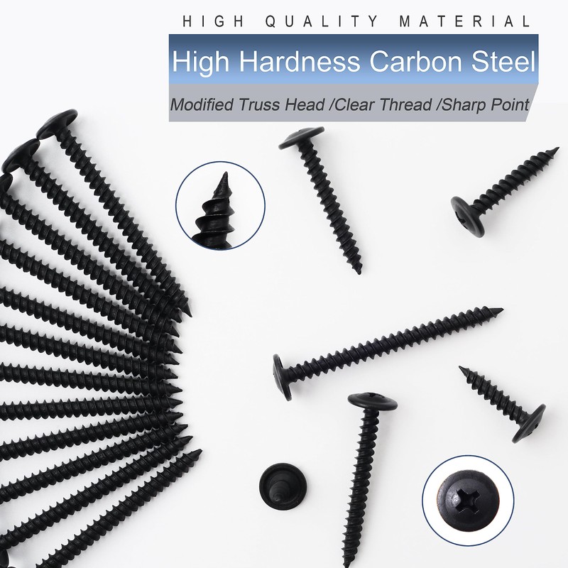JEGONFRI #8 Modified Truss Head Black Wood Screws Assortment Kit,