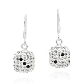 AeraVida Sparkling Dice 3D Cubic Zirconia .925 Sterling Silver Dangle Earrings | Dice Earrings for Women