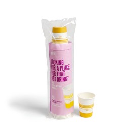 Perk Staples Paper Hot Cup, 8 Oz., White/Yellow