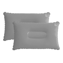 ZEACCT Pack of 2 Inflatable Pillows, Grey Inflatable Pillow, Height Adjustable Travel Pillow, Lightweight Flocking Pillow, Portable Inflatable Pillow, for Beach, Outdoor, Hiking