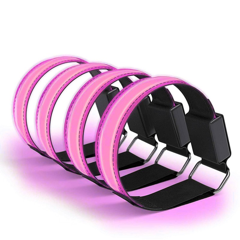4pcs Luminous Arm Bands USB Reflective Band Bracelets for Outdoor