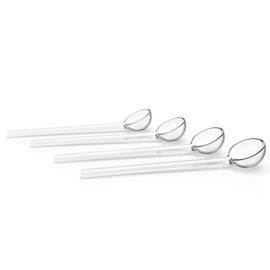 Teabloom Cucharillas de vidrio – Juego de 4 cucharaditas pequeñas de vidrio transparente (5.3 pulgadas) – Agitadores de té o espresso – Resistente al calor y sin toxinas – Apto para lavaplatos