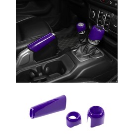 Savadicar Purple Interior Accessories - Handbrake & Gear Shift Knob Trim Set for 2018-Present Jeep Wrangler JL JLU 4XE & Gladiator JT - Solid Color Interior Decor Upgrade Option, 3-Piece