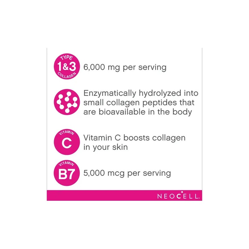 Super Collagen, Vitamina C + Biotina Neocell 360 Tabletas