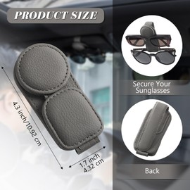 Konohan Sunglasses Holder for Car Visor Leather Eyeglass Hanger Magnetic Sunglasses Holder with 2 Clips(Light Gray)