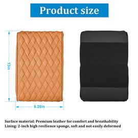 Bittwee Car Center Console Cover, Leather Waterproof Auto Arm Rest Box Cover, Memory Foam Armrest Cushion Protection Pad, Hand Rest Pillow with Height Increase, Universal Car Accessory