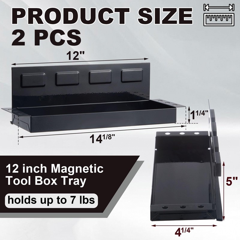 Tandefio 2 Pcs 12" Magnetic Tool Box Tray with Screwdriver