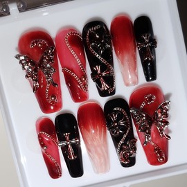 [Handmade nail tip] It's bloody - Oval / [수제네일팁] It's bloody - 오발