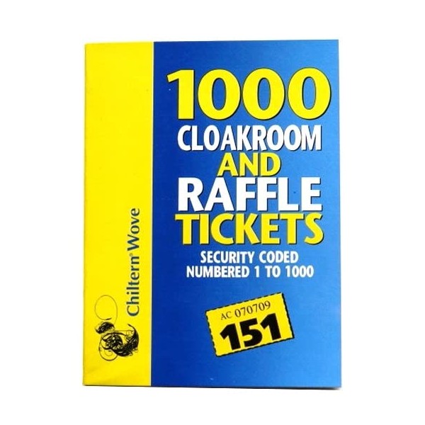 JKG® 1-1000 RAFFLE & CLOAKROOM TICKETS BOOK - Bingo Ticket Book 1-1000 | Lucky Draw Prize Games | Charity Lottery Events Gifts | Security Coded | Assorted Colours