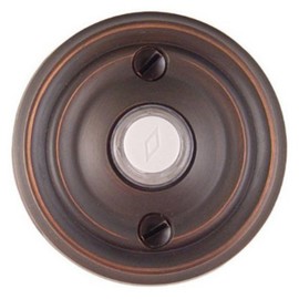 Emtek 2400 2-3/4" Diameter Regular Style Brass Lighted Doorbell Rosette, Flat Black