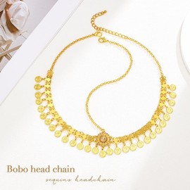 Fashey Sequins Headchain Boho Headpiece Rhinestone Headband Prom Festival Forehead Chains Hair Accessories for Women and Girls