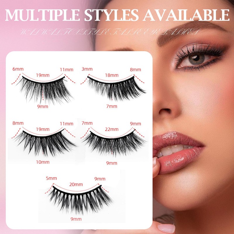 WALWAL False Eyelashes - Natural Curly 3D Volume Fake Mink