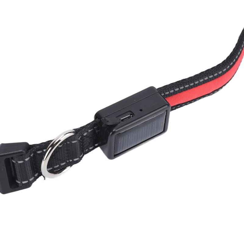 LED Dog Collar USB Rechargeable Solar Luminous Collar Adjustable Lighted