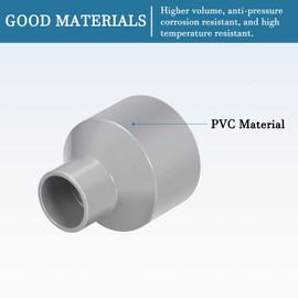 QUARKZMAN 63 mm x 32 mm PVC Reducer Coupling x 1 Piece DWV Coupling Connector for Pipe Fittings for Buildings Irrigation Installation Grey