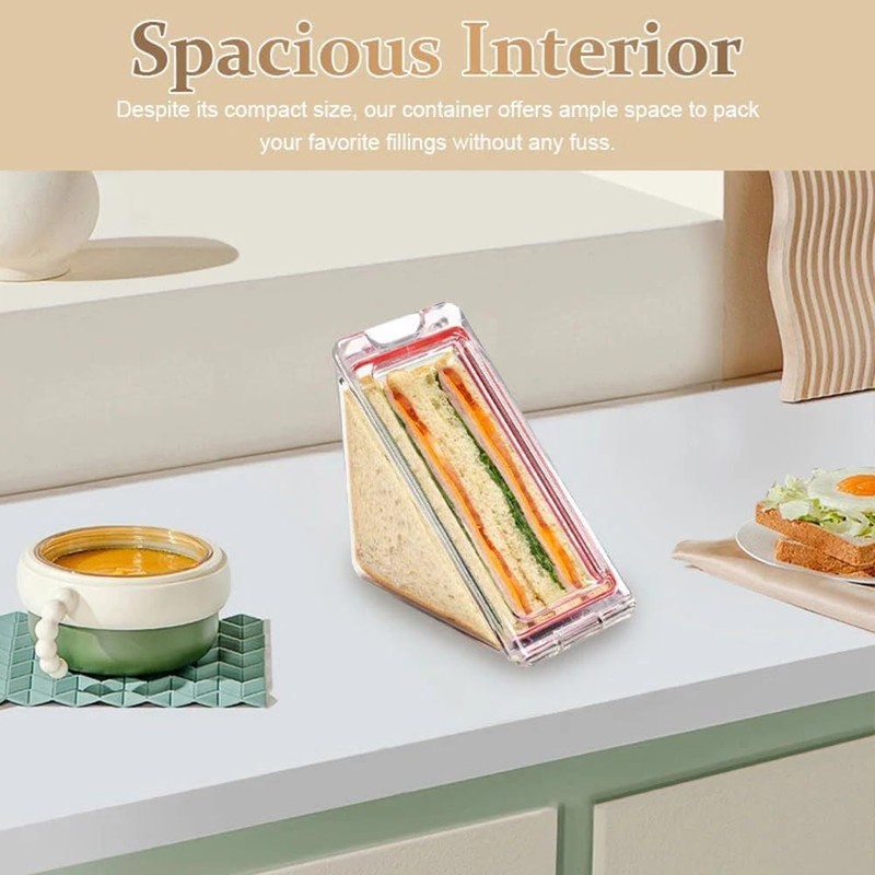 2Pcs Triangle Sandwich Container, Triangle Sandwich Container Reusable, Washable Sandwich