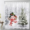 LB Cute Snowman Christmas Shower Curtain Decor, Winter Nature Landscape