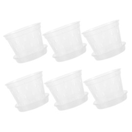 FUNOMOCYA 6sets Orchid Pots Transparent Breathable Pots Saucers for Growth for Windowsills Gardens and Indoor Spaces Promotes Vertical Root Development
