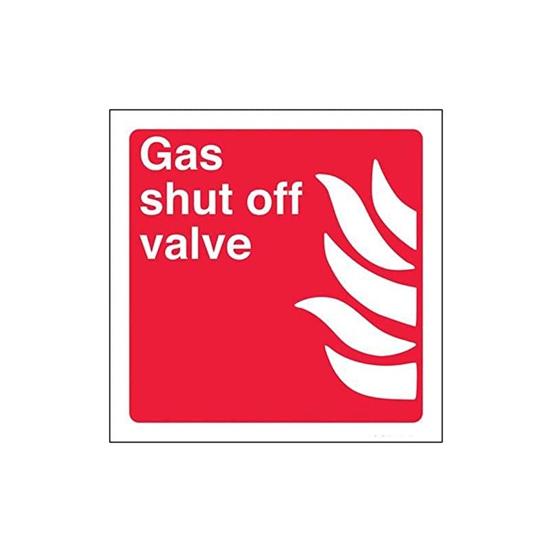 V Safety Gas Shut Off Valve Sign - 150mm x