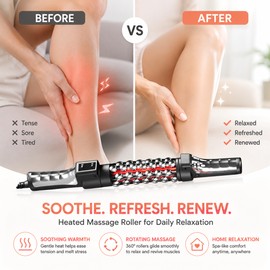 Heated Electric Body Massager for Home Relaxation – Rotating Roller with Red Light & Stainless Steel Massage Nodes