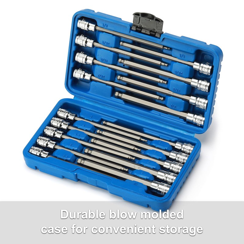 CASOMAN 3/8"Drive Extra Long Ball-End Hex Bit Socket Set, 18