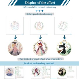 Zhenqing 3-Pack Witch Embroidery Kit for Beginners, Fantasy Magical Needlework Set with Pre-Printed Fabric, Hoop, Threads & Tools, Halloween Decor (C0181)
