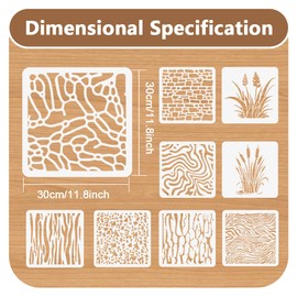 9 Pack Camo Print Stencils 30 x 30cm Camouflage Reusable Stencils for Painting on Wood Wall Floor Fabric, Camo DIY Home Decor Craft Stencil
