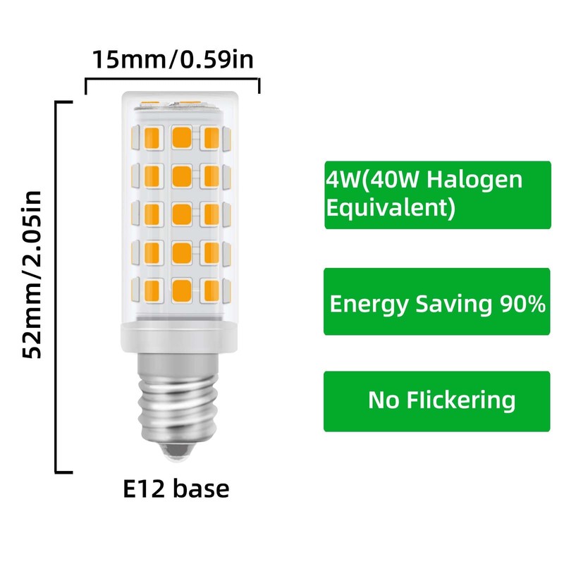 OPXELUYO E12 Led Light Bulbs 4W Equivalent 40W Halogen Candelabra