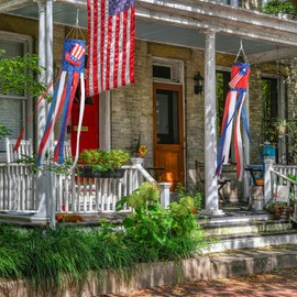 Glitzhome 4th of July Decorations Outdoor 44" H 2 Pack American USA Flag Windsocks Stars & Stripes Patriotic Decorations