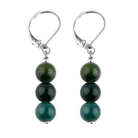 Thecraftman Natural Hoop Beads Earring, Gemstone Earrings, Genuine Gemstone, Birthstone, Gift for Her, Healing Stone (Moss Agate)