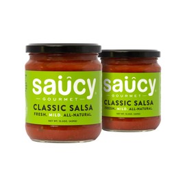 Saucy Gourmet Classic Salsa - Chef-Crafted Mexican Restaurant-Style Dip with Fresh Hand-Picked Ingredients - No Water Added, No Preservatives, Gluten-Free, Pack of 2
