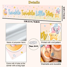 Labakita Twinkle Twinkle Little Star Gender Reveal Banner, Large Baby Shower Gender Reveal Decorations, Welcome Baby Boy/Girl Yard Banner Sign