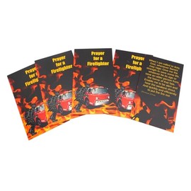 Westmon Works Firefighters Prayer Cards Set Heartfelt Verses with Dynamic Blaze & Truck Graphics for Firemen, Pack of 10