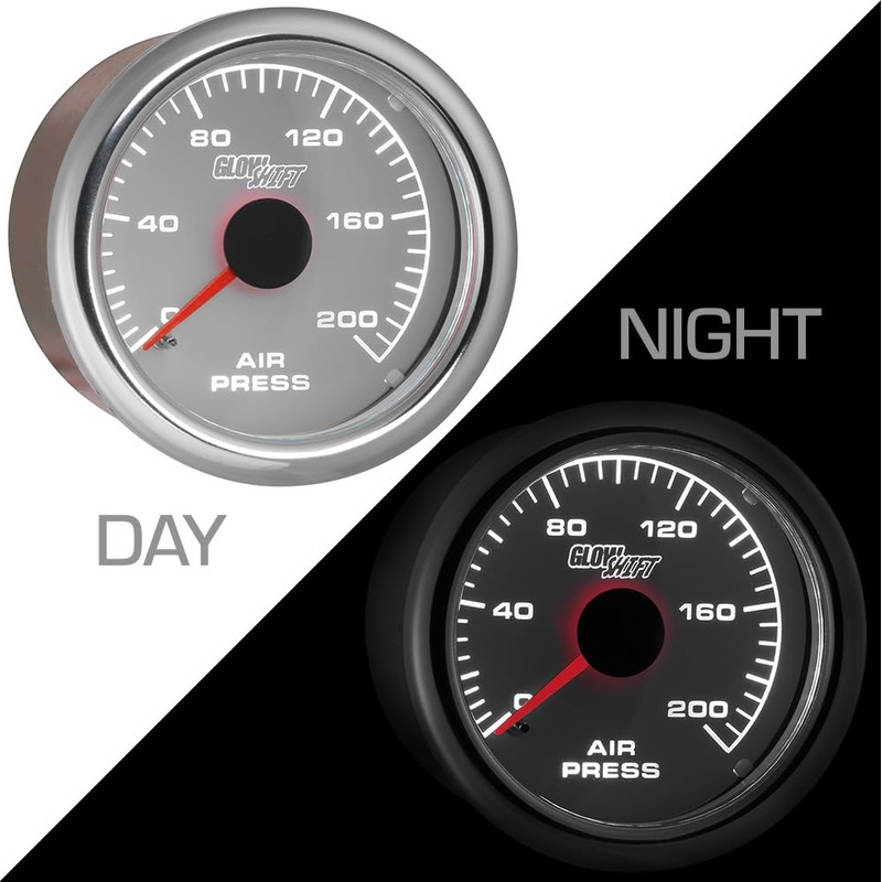 GlowShift 200 PSI Mechanical Air Pressure Gauge - White Dial