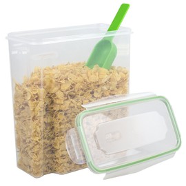 Home Basics 195 oz. Large Airtight 4 Tab Closure Food Storage Cereal Container for Bulk Food Storage with 1/4 Cup Scoop BPA-Free | Dishwasher and Freezer Safe