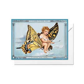 Funny Weird Victorian Christmas Greeting Card with Envelopes - Butterfly Child