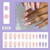 Vezocim Press on Nails Coffin with Flower Designs, 24Pcs Artificial