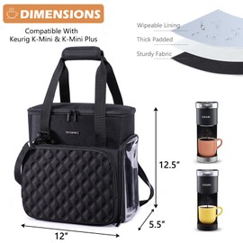 BAGSPRITE Coffee Maker Travel Bag Compatible with Keurig K-Mini or K-Mini Plus, Single Serve Coffee Brewer Carrying Case