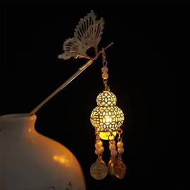 Lantern Light Tassel Hairpins Hair Stick phoenix Chinese Coiled Hair Antique Hair Pin Hair Accessories for Women White #012
