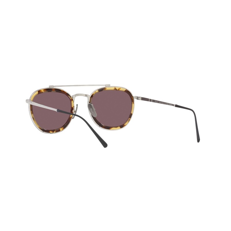 Persol PO5008ST Aviator Sunglasses, Silver/Dark Violet Polarized, 51 mm