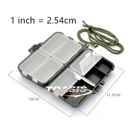 TOASIS Fishing Tackle Box with Lanyard Small Size Fishing Storage Container for Hooks Swivels Sinkers Float Stops (4)