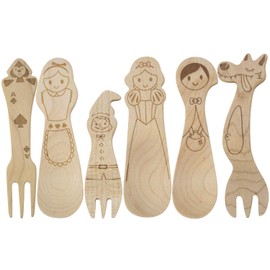 TOUGEI Gift Cutlery Set, Fairy, Children's Wooden Spoon, 6-Piece Tableware Set