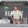 Real Fit Depend Real Fit Incontinence Underwear For Men, L/XL, Maximum Absorbency, 12 Ct