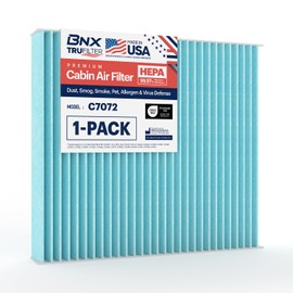 BNX TruFilter C7072 Filtro de aire de cabina, HEPA 99.97%, fabricado en Estados Unidos, compatible con Honda CR-V (1997-2001) y Honda Insight (2000-2006)