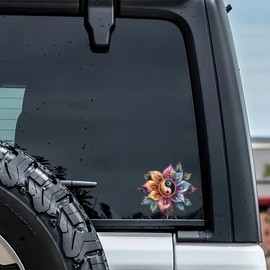 Merry Christstmas Mandala Butterfly Floral PVC Vinyl Car Decals Stickers Waterproof Self-Adhesive Decals for Cars, Laptops, Trucks, Motorcycles Wall Window Luggage Scratch Cover Door Decor Sticker