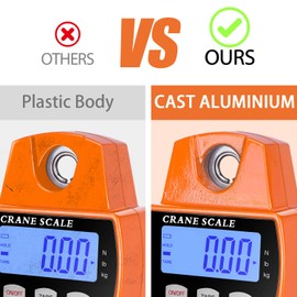 RoMech 660lb Digital Hanging Scale with Cast Aluminum Case, Handheld 300Kg Mini Crane Scale with Hooks for Farm Hunting Fishing Outdoor (Blue)